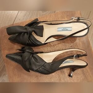 Prada leather Bow Slingback Pumps